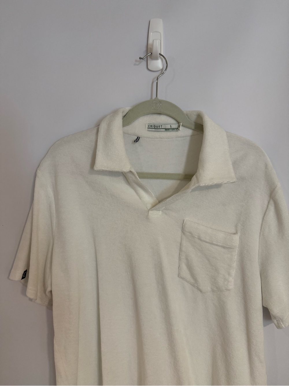 Criquet Men's Cream Terry Polo with Chest Pocket